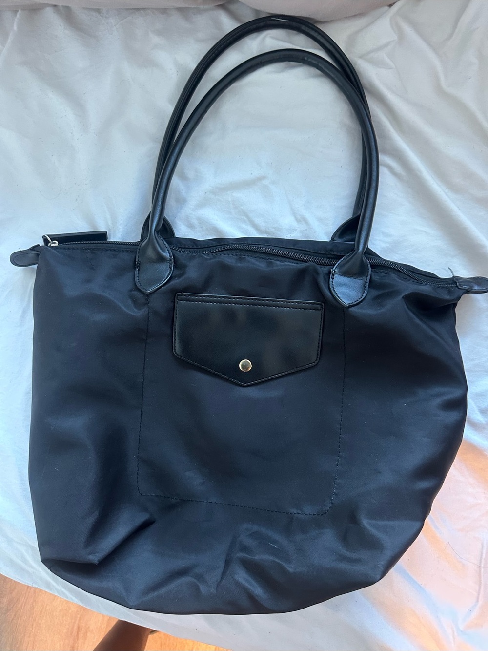 Longchamp inspired Classic Black Tote Handbag - Women's Shoulder Bag